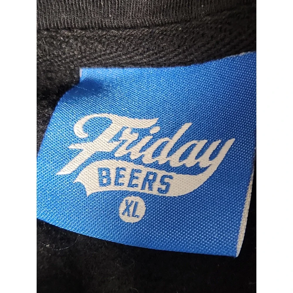 Friday Beers Almost Friday‎ Hoodie Men's XL Black Colorful Graphic Sweatshirt